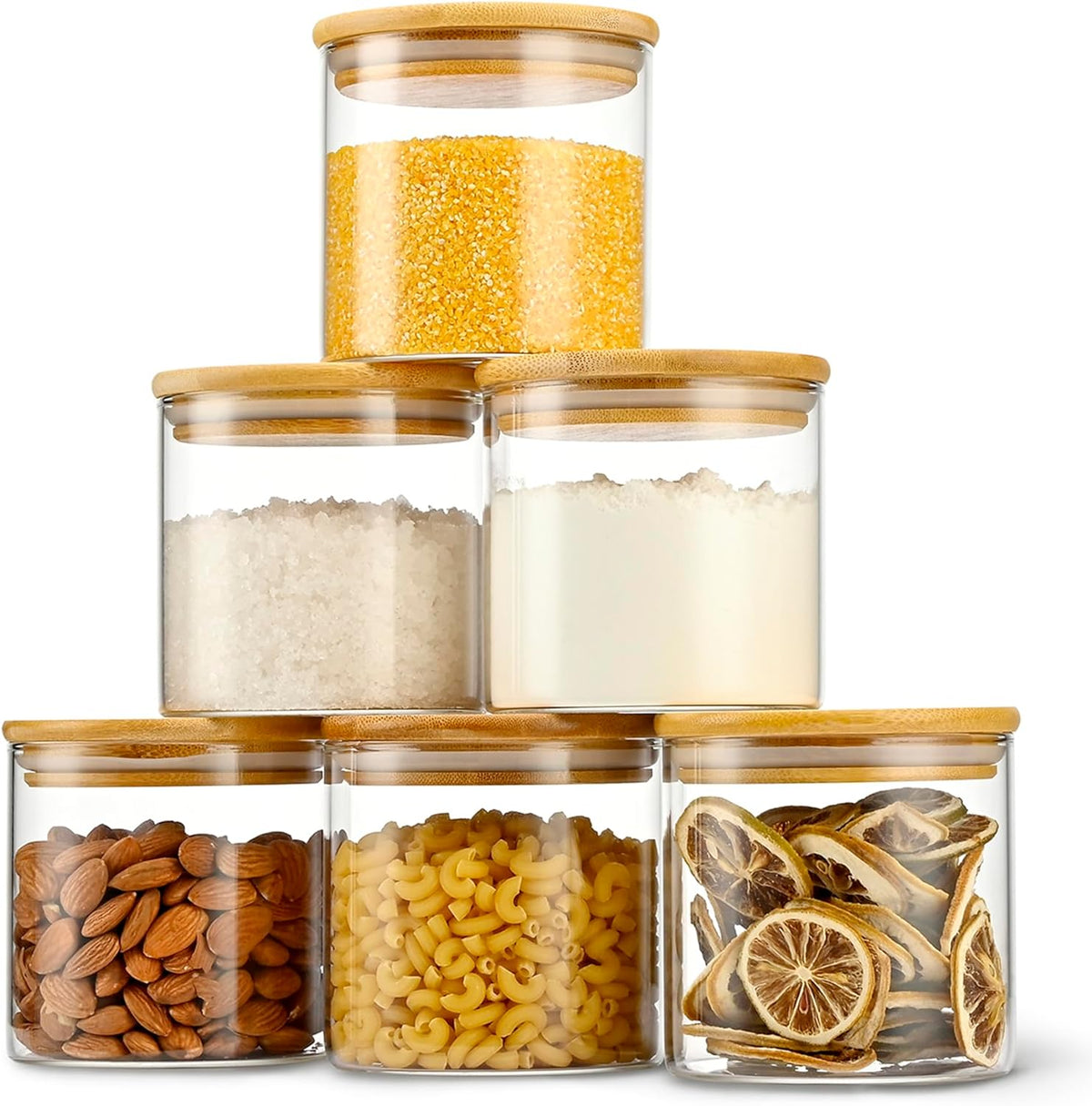 D2scrma 22oz/0.7Qt/650ml Round Glass Storage Containers with Lids 6-Pack