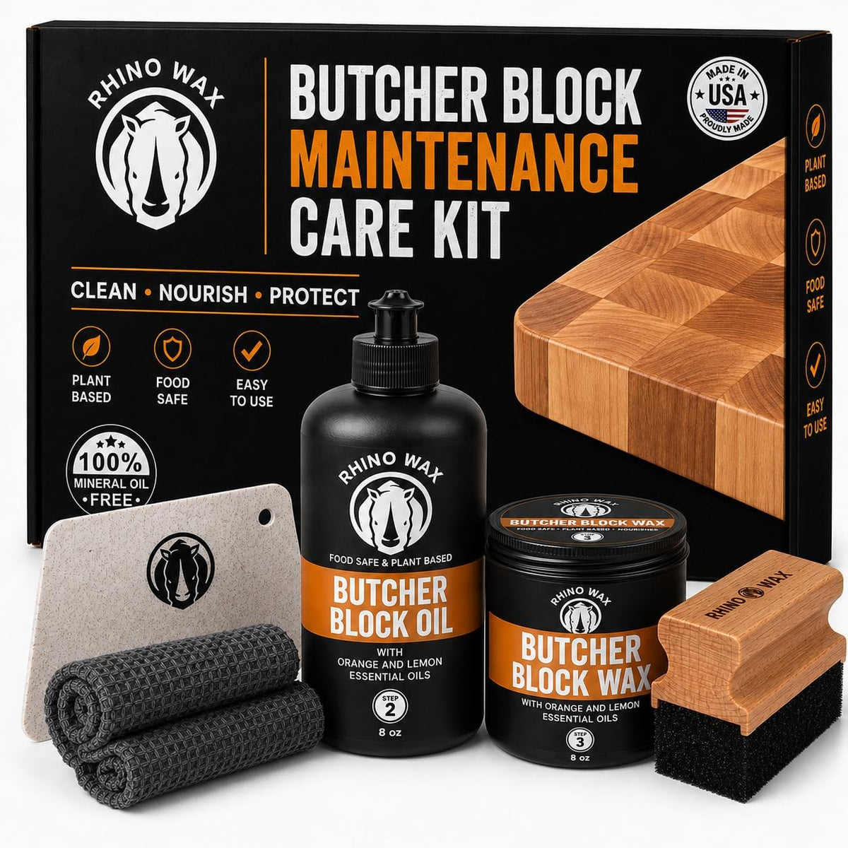 Rhino Wax Butcher Block Maintenance Kit: Oil
