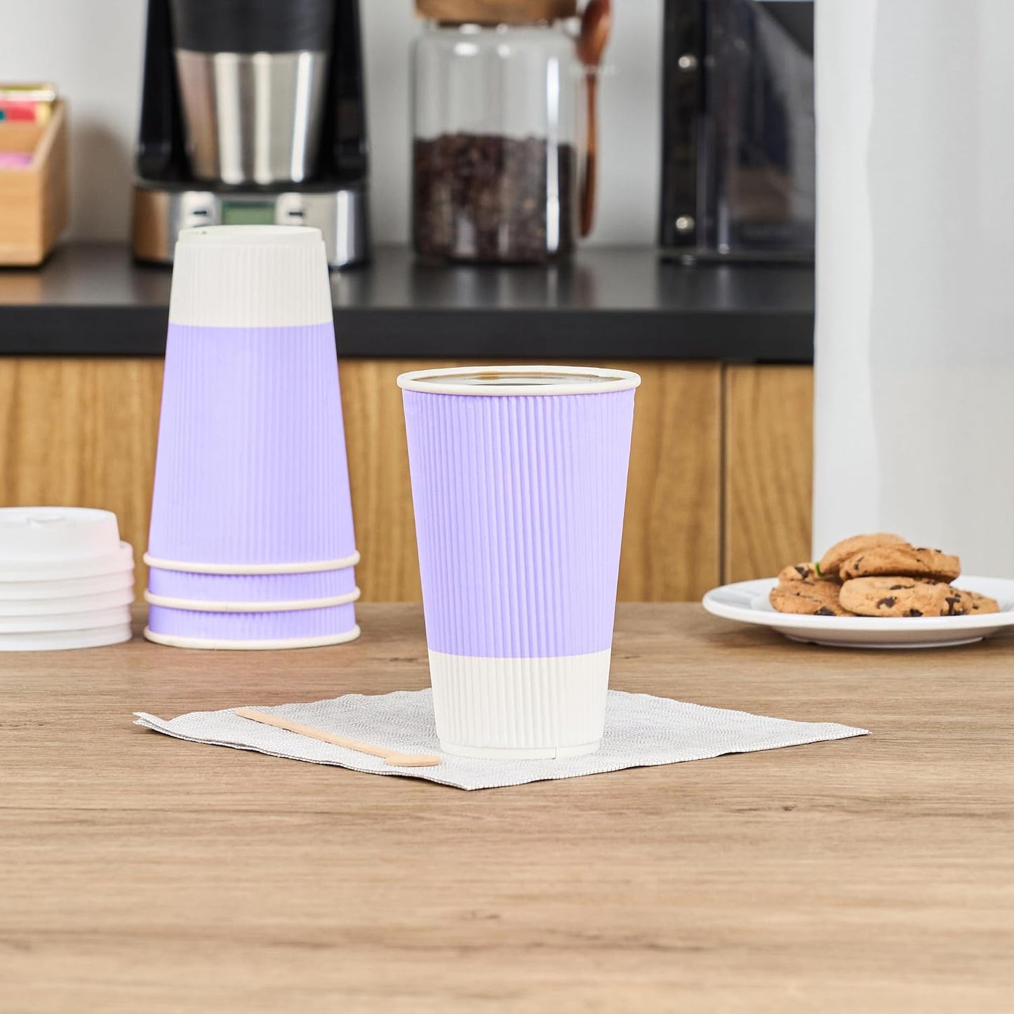 Restaurantware 16 oz Purple Paper Light Coffee Cup, 25 Pack