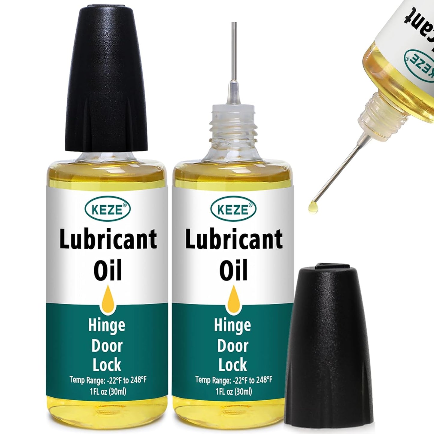 Keze Squeaky Door Hinge Lubricant Knife Pivot Oil for Door Hinge Oil for Lock Scissors Watch Keyhole Knife Lube Synthetic Pocket Knife Lubricant with Needle Oiler 1 oz, 2 Pcs