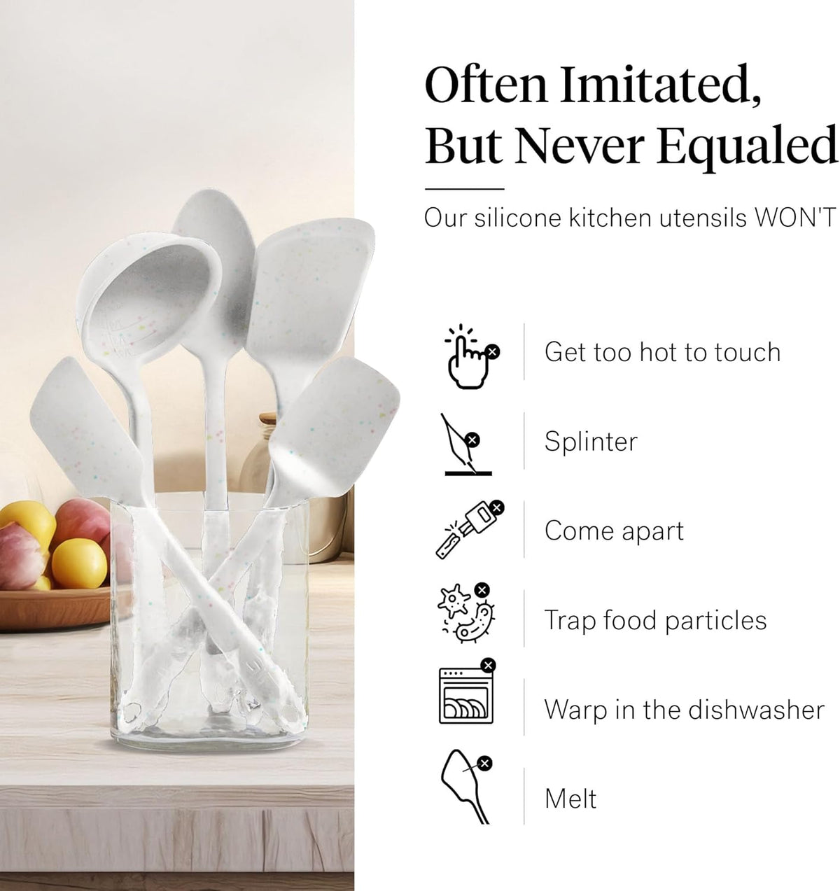 GIR: Get It Right 5-Piece All-Purpose Cooking Utensil Set - 11 in Party Confetti Color - Pharmaceutical-Grade Silicone Utensils - Heat-Resistant 425°F & Dishwasher-Friendly