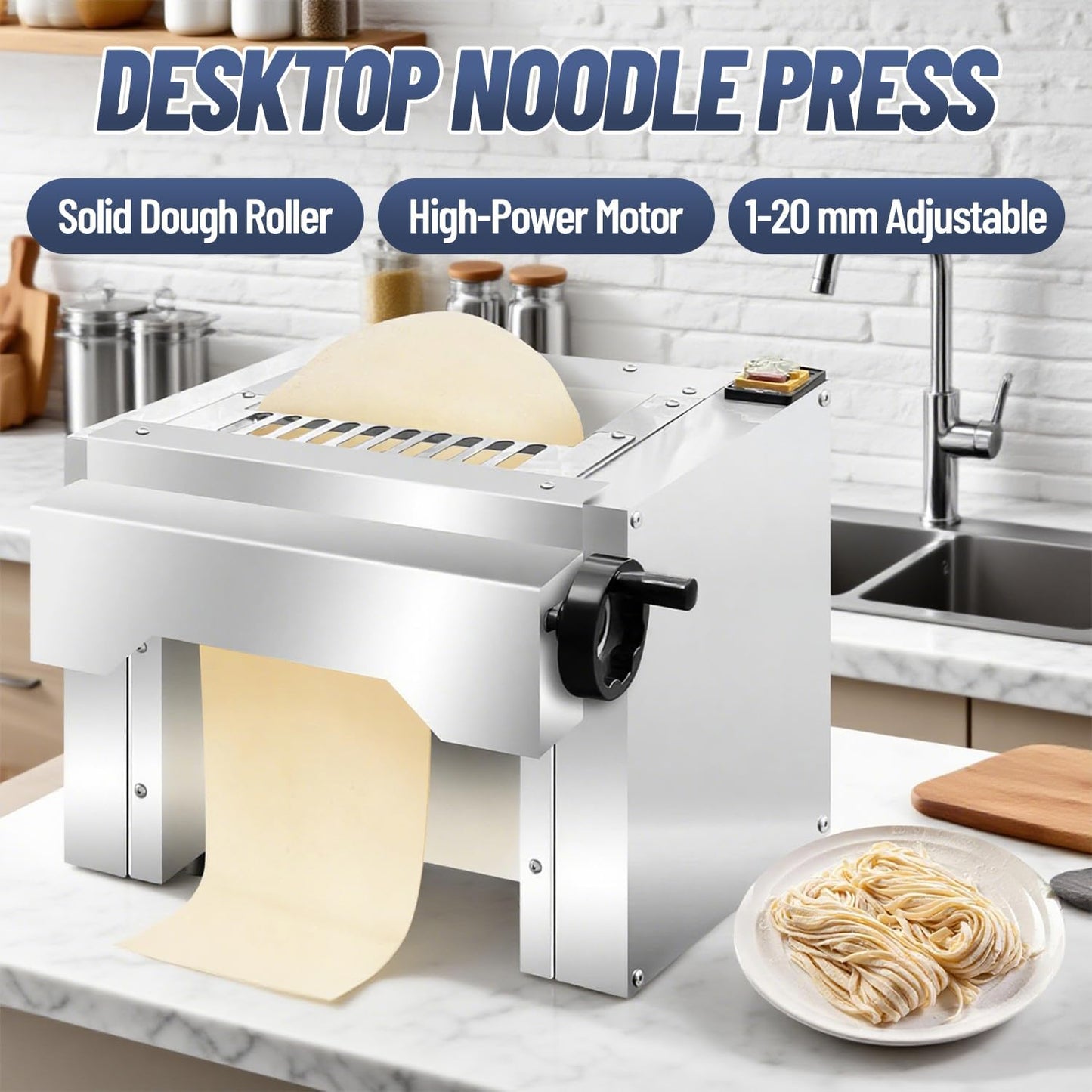 Electric Dough Roller Sheeter, Table Top Pizza Dough Press Mahcine, Commercial Press Machine,Pastry Sheeter Maker for Baking, For Making Pastries, Croissants, Pies,Cookies, Pizzas, Etc.