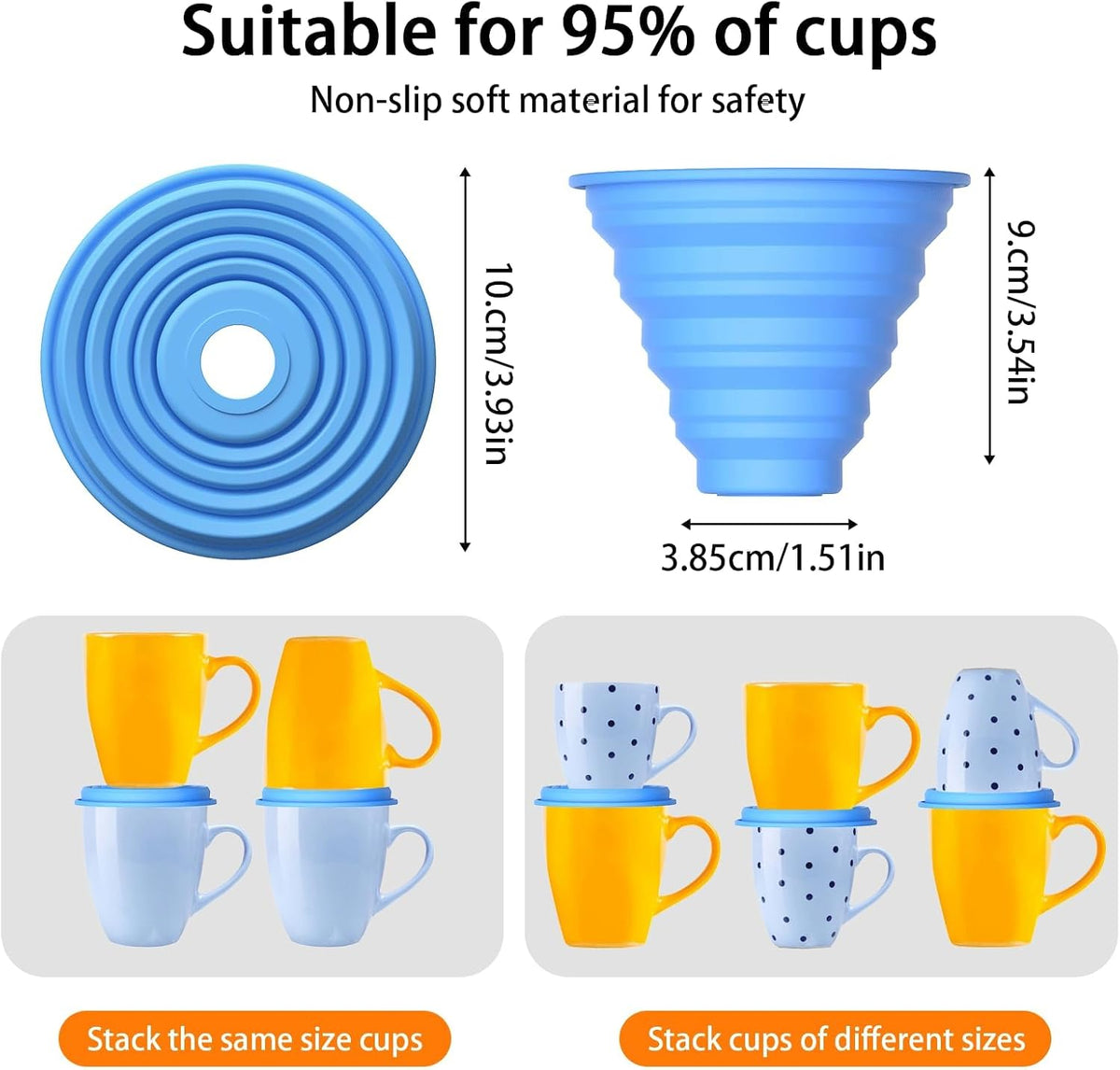 Mug Stacker &amp; Storage Organizer – Expandable, Stackable Cup Holder for Kitchen Cabinet or Pantry – Space-Saving Solution for Tea Cups &amp; Coffee Mugs (6Pcs Blue)