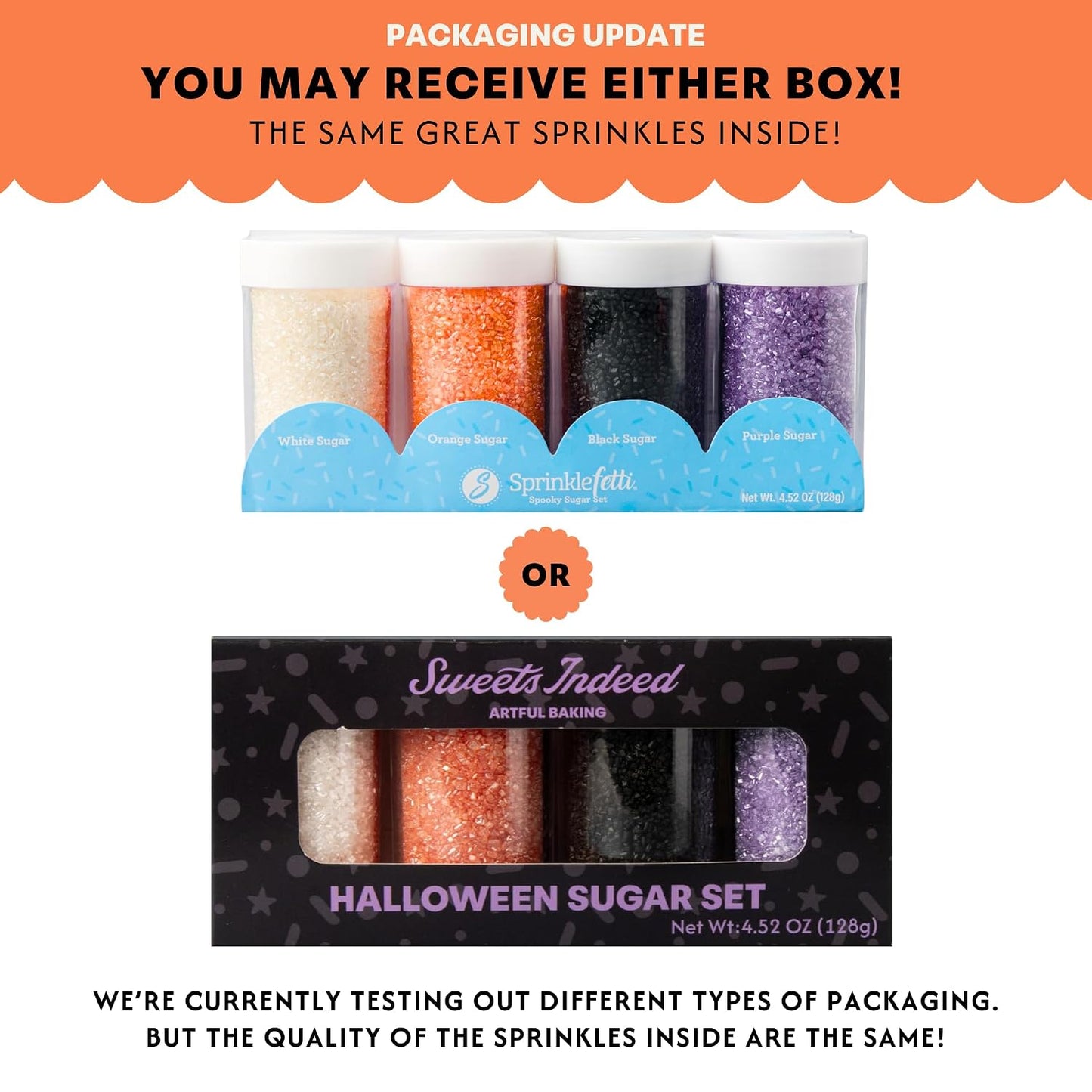 Sweets Indeed Halloween Sanding Sugar 4 Pack, Orange Black Purple White 4.52 oz