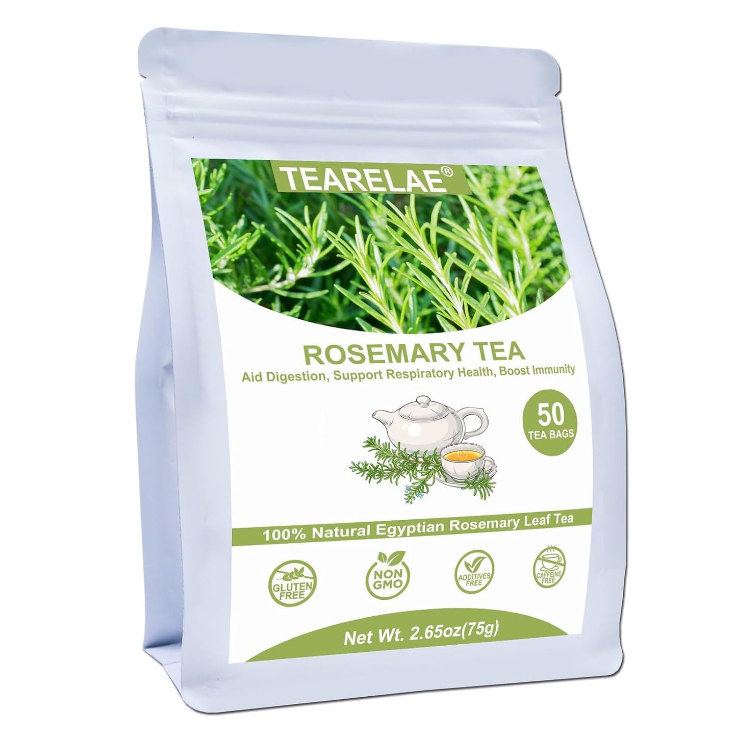 TEARELAE - Rosemary Tea Bags, 50 Count, Rosemary Leaves Tea | Country of origin Egypt, traditionally enjoyed to aid digestion and support respiratory health