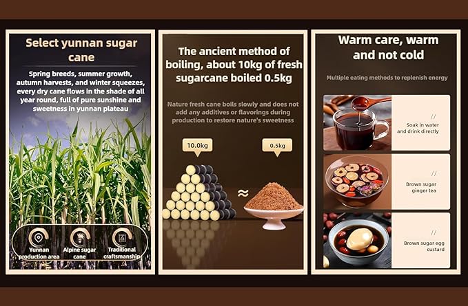 Black Sugar Powder from Yunnan, Pure Brown Sugar Sweetener for Cooking, Additive-Free (12.34oz)