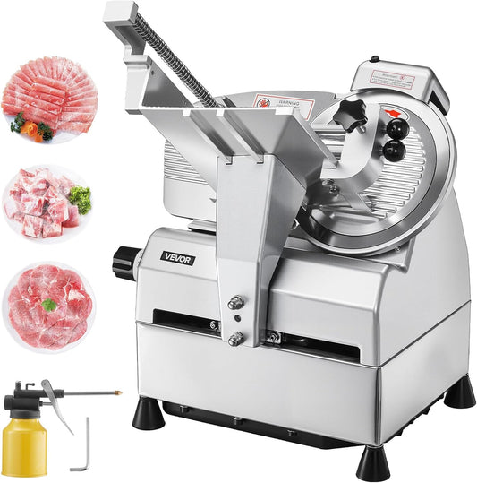 VEVOR Automatic Meat Slicer, 500W Electric Deli Slicer Machine with 10 inch Sharp 75Cr1 Steel Blade, 0-0.67 inch Adjustable