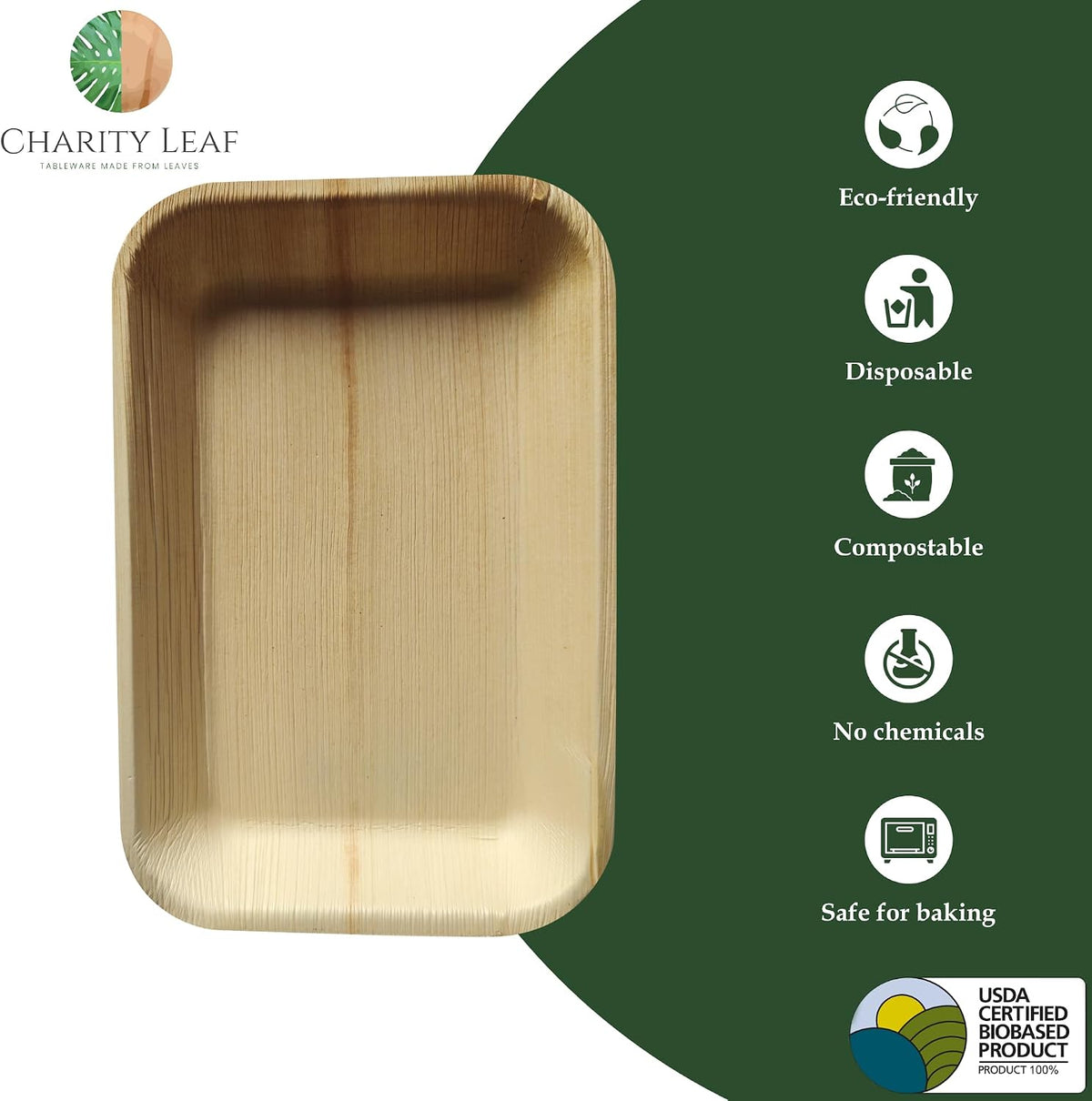 200-Pack 9"x6" Disposable Bamboo Trays | Eco-Friendly, Compostable Bamboo-Style Platters for Events &amp; Weddings
