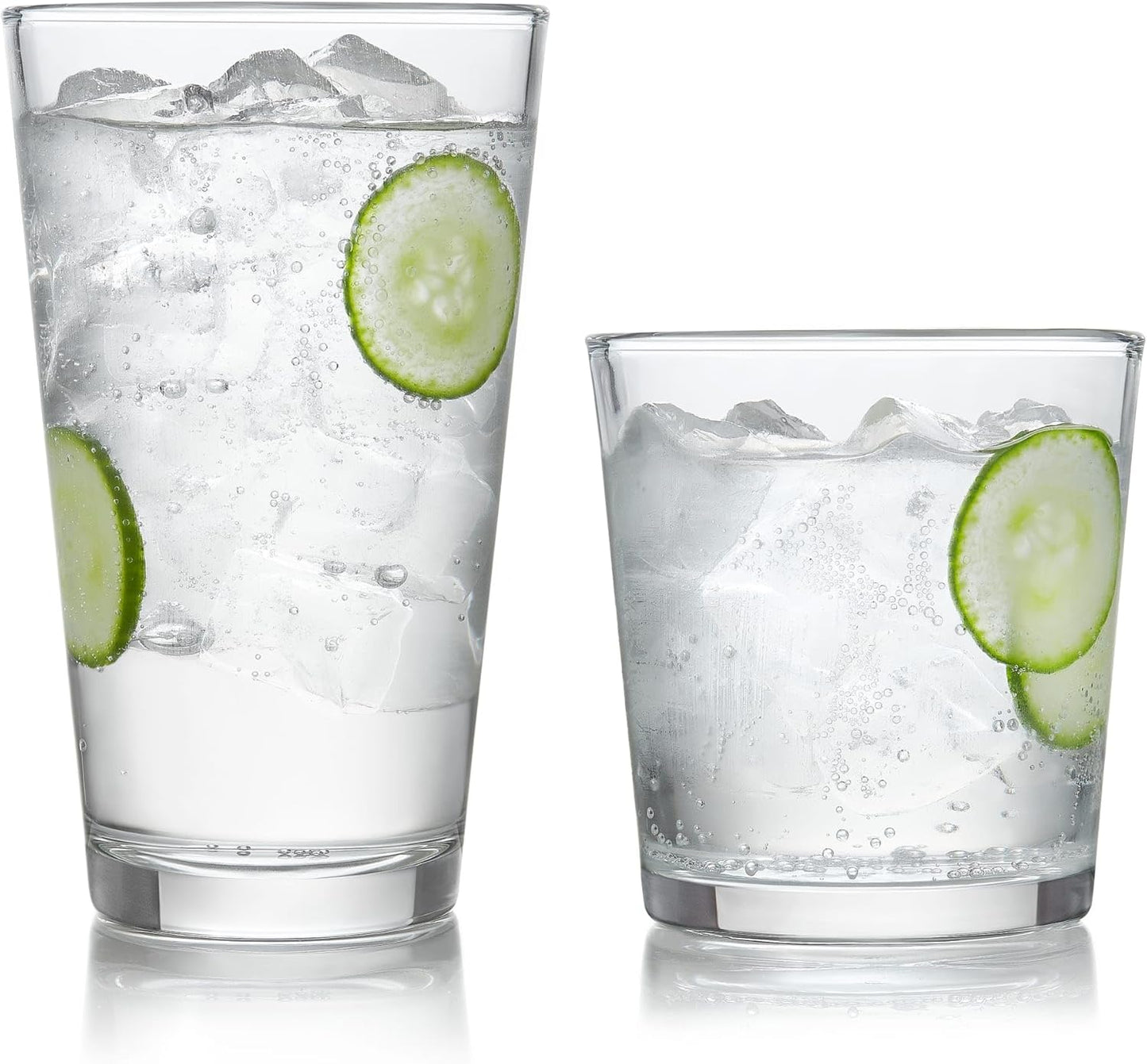Libbey Preston Tumbler &amp; Rocks Drinking Glasses Set of 16, All-Purpose Cups | 16 oz and 13 oz Capacities for Water, Juice, Cocktails, and More with Wide Mouths and Dishwasher-Safe Cleanup