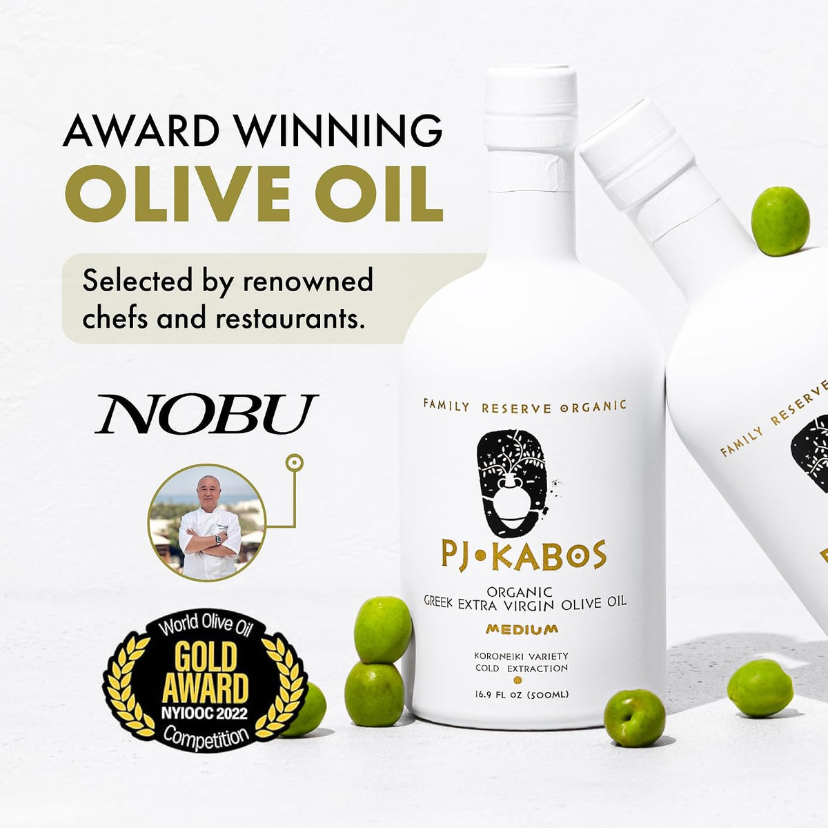 P.J. KABOS Fresh 2025/26 Harvest, High Phenolic (400+ mg/kg), USDA Organic Greek Extra Virgin Olive Oil, Kosher, Greece, Cold