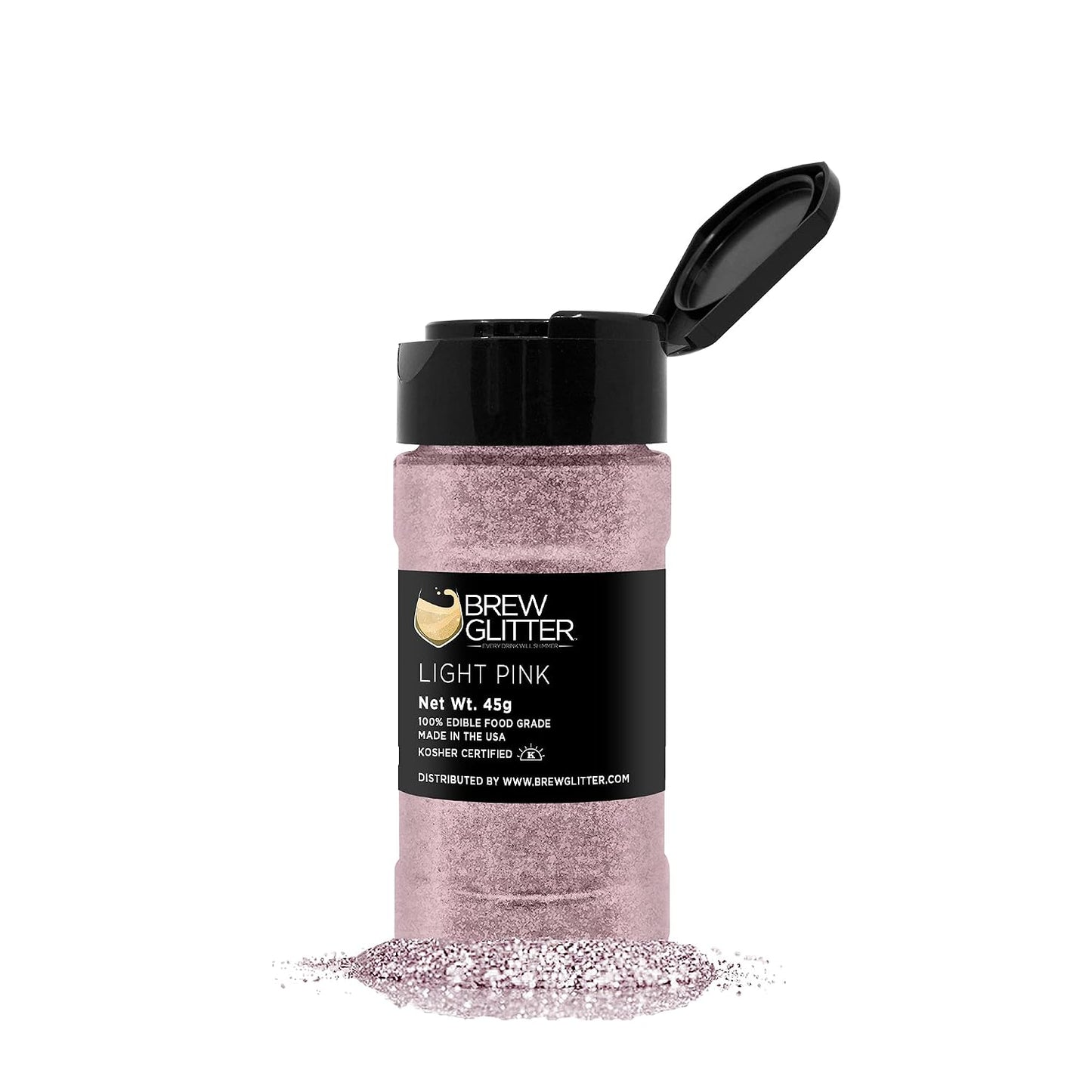 Light Pink BREW GLITTER Edible Glitter For Drinks, Cocktails, Beer, Garnish Glitter &amp; Beverages | KOSHER &amp; HALAL Certified | 100% Edible &amp; Food Grade | Vegan, Gluten, Nut Free (45g Shaker, Light Pink)