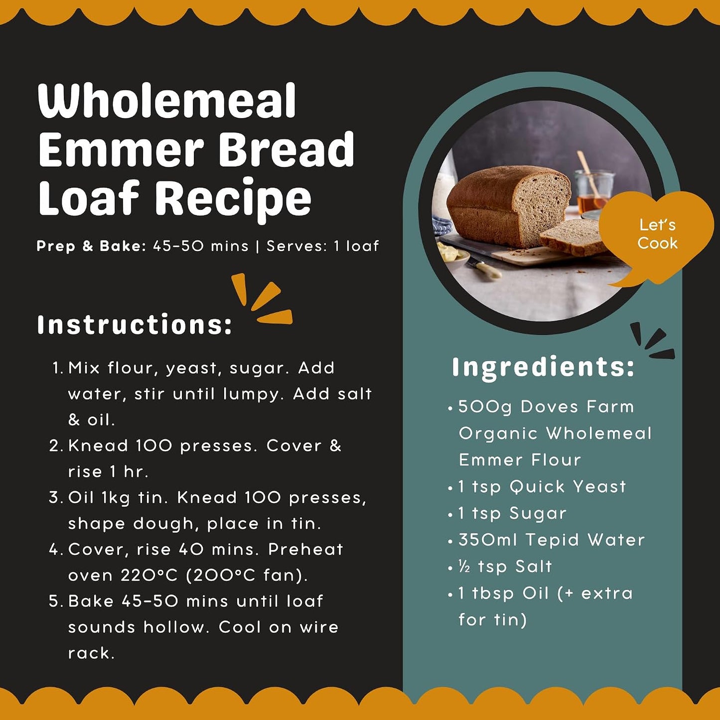 Doves Farm Organic Stoneground Wholemeal Emmer Flour 2.2 lb (1 kg) - High Protein Ancient Grain Emmer Whole Wheat, British Baking Flour for Breads &amp; Cakes, Kosher &amp; Vegan, Imported from UK