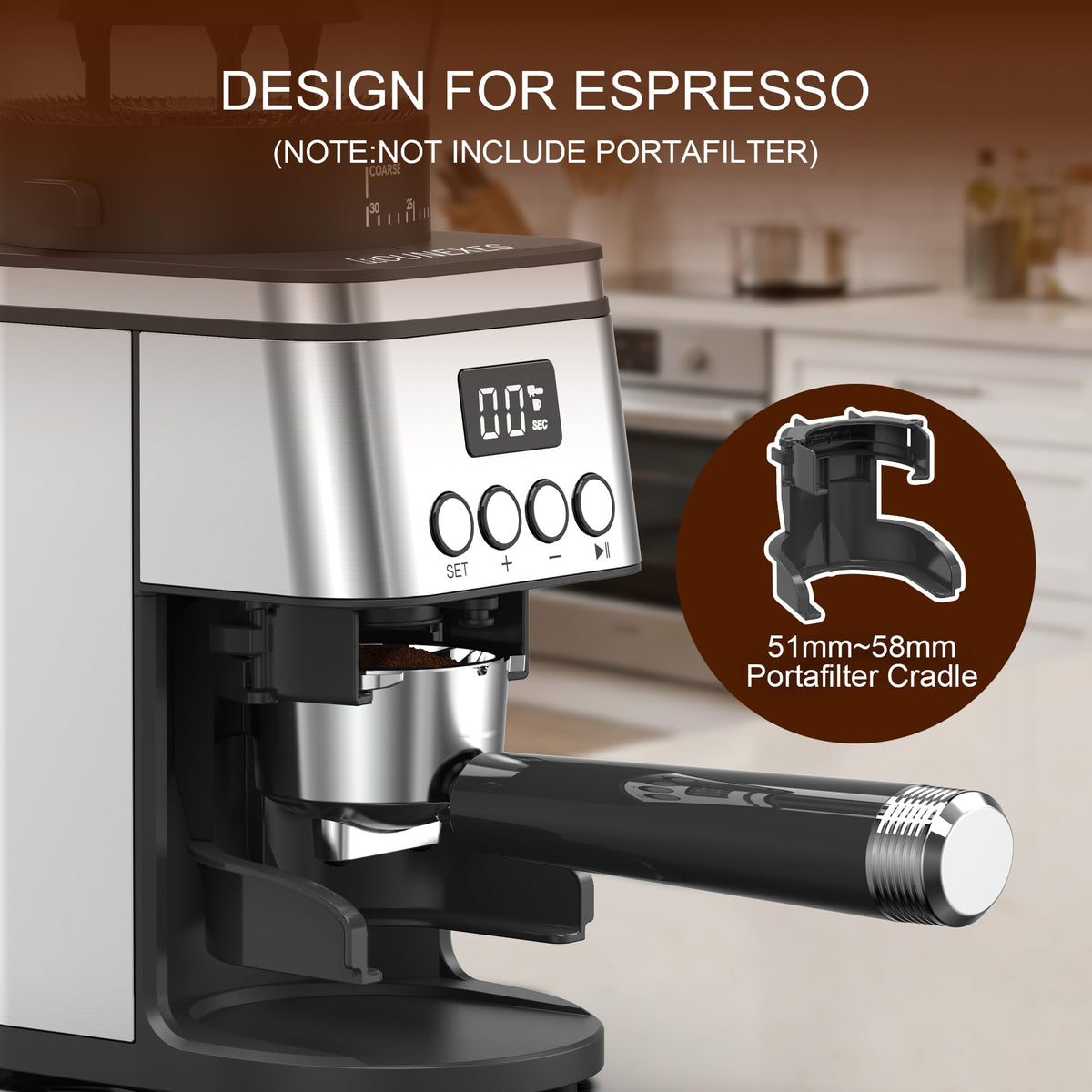 Rounexes Conical Burr Coffee Grinder Electric,Stainless Steel Coffee Grinder for Home, Adjustable Burr Grinder with 30 Grind