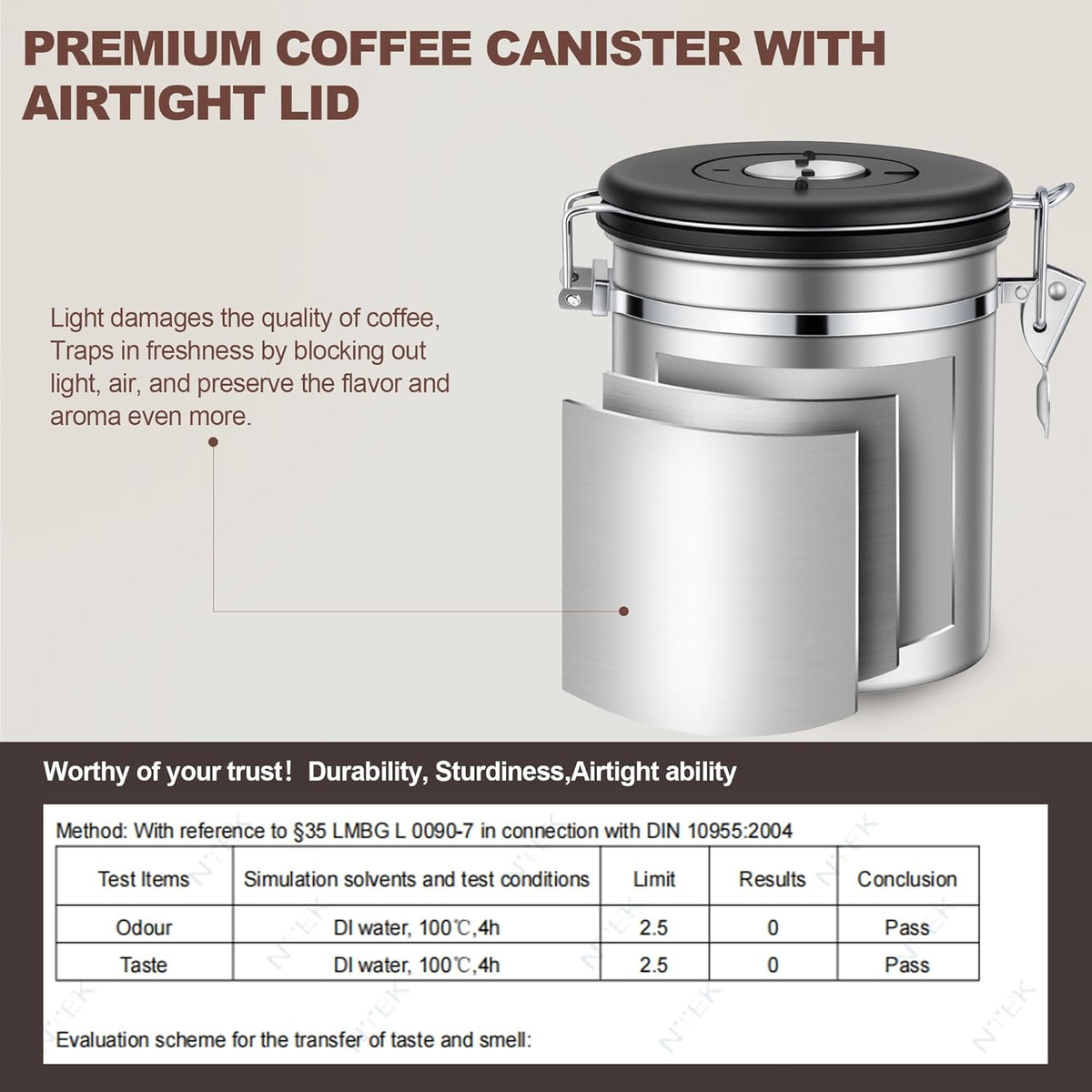 ShanSon Coffee Canister Airtight Coffee Container Stainless Steel Coffee Bean Storage Container with Scoop Coffee Canister for Beans Grounds Sugar Flour Tea Cereal,22OZ,Silver