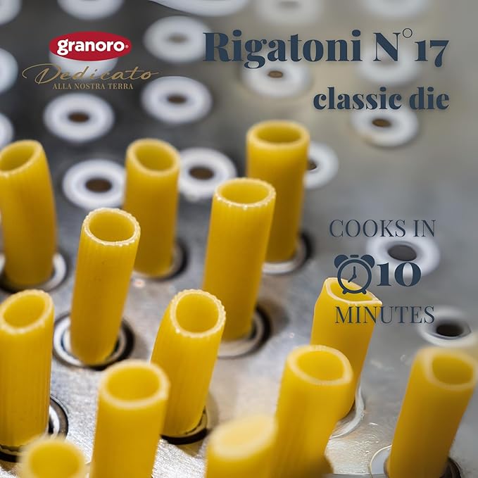 Granoro Dedicato Rigatoni #17 - Authentic Italian Pasta, Made from 100% Puglia Durum Wheat Semolina, Non-GMO, Vegan, 1 lb Bags (Pack of 2)
