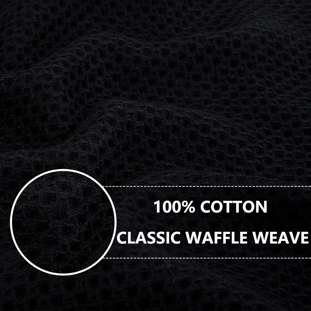 Homaxy 100% Cotton Waffle Weave Kitchen Dish Towels, Ultra Soft Absorbent Quick Drying Cleaning Towel, 13 x 28 Inches, 4-Pack, Black
