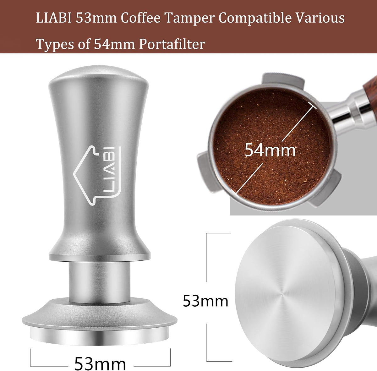 Espresso Coffee Tamper 58mm, Premium Barista Coffee Tamper Tool with Stainless Steel Flat Base Tamper 2Springs Loaded Tamper for Espresso Machine Rancilio, Gaggia Bottomless Portafilter (Silver)