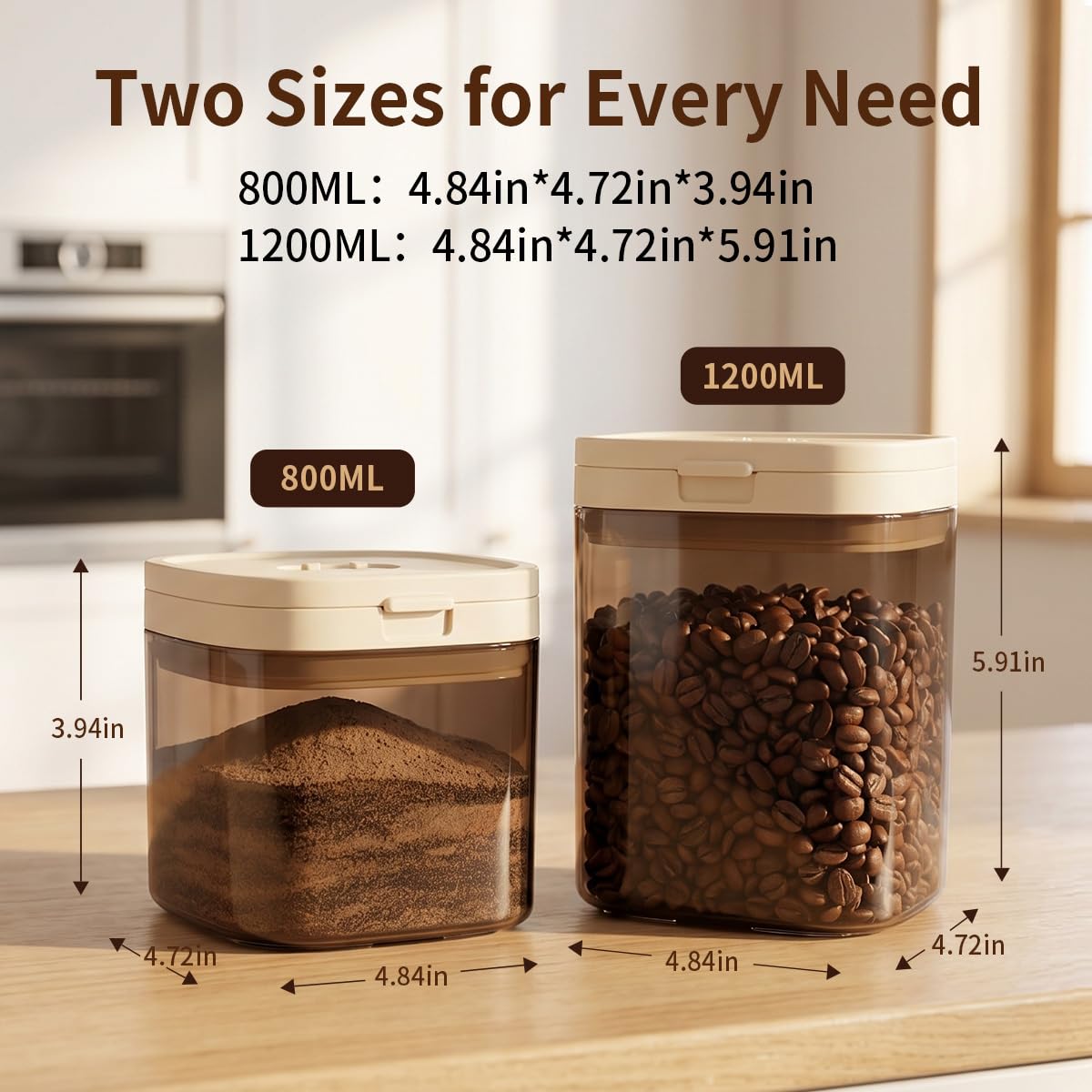 Ankou Airtight Food Storage Container with Magnetic Scoop & Built-in Leveler, 800ML Coffee Canister with Date Tracker, BPA