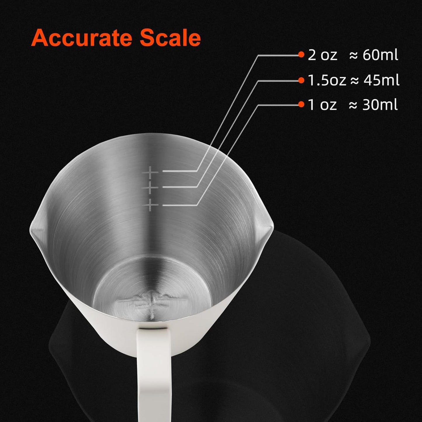 MHW-3BOMBER Espresso Measuring Cups 2Pcs with Handle, 1oz / 2oz / 3oz Double Spouts Stainless Steel Espresso Shot Cups with Scale, V-Shaped Mouth Espresso Pour Cup Glossy G6199BL-OS