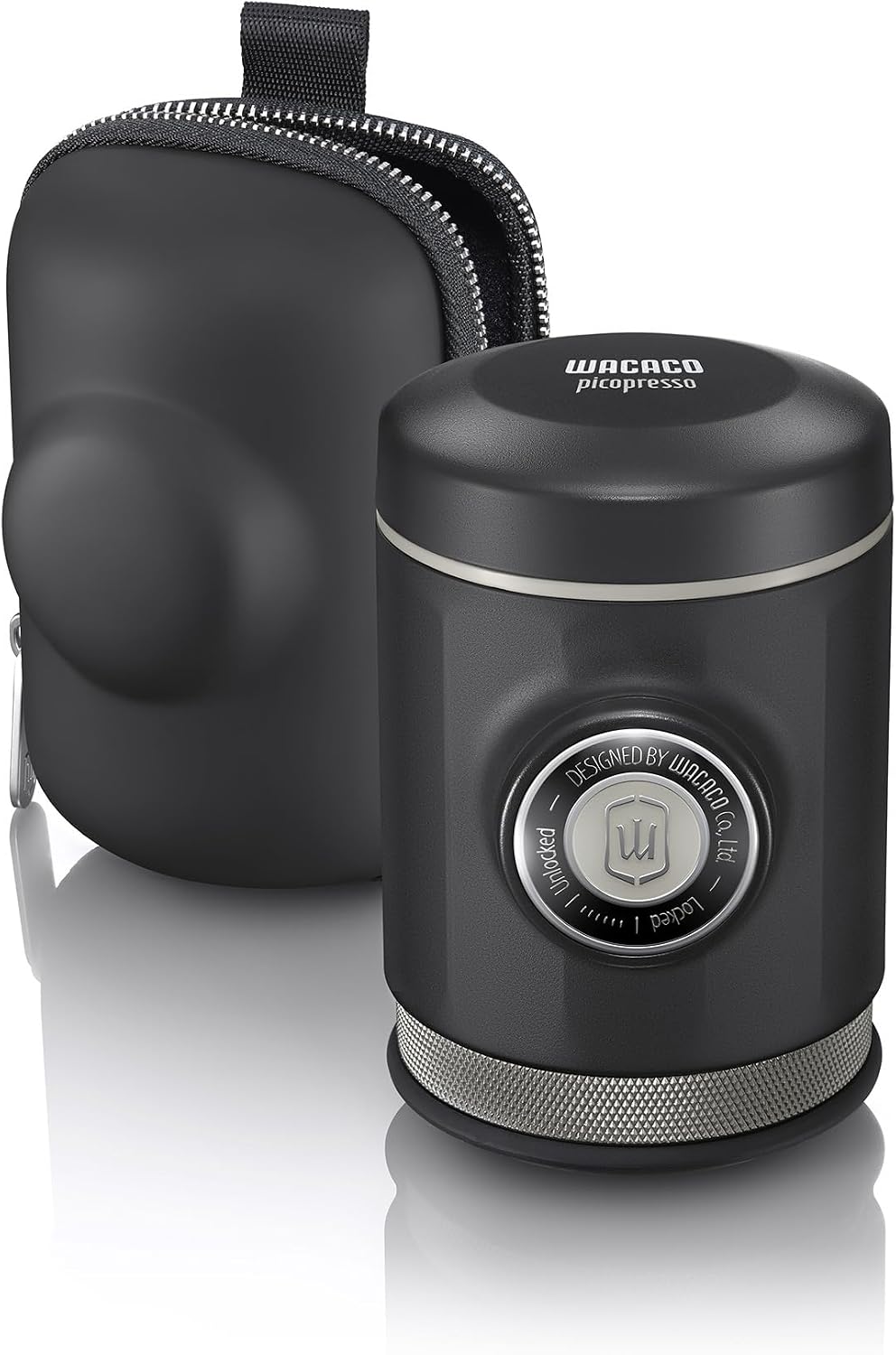 WACACO Picopresso Portable Coffee Maker Pro-level with Protective Case | Compatible Ultra-fine Grind, Manually Operated, 10cm Height Truly Compact for Travel, Bundled with Protective Case