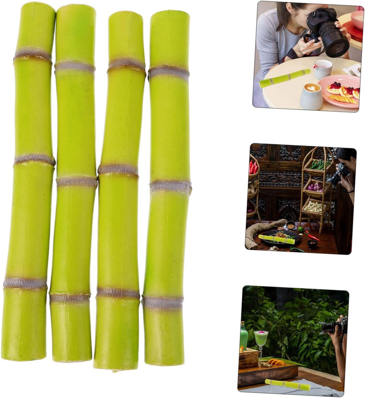 HANABASS Fake Sugar Cane Model 4 Pack 12.20 in Artificial Sugar Cane Stalks Simulated Plant for Restaurant Display Supermarket Decor Photo Props Home D Cor