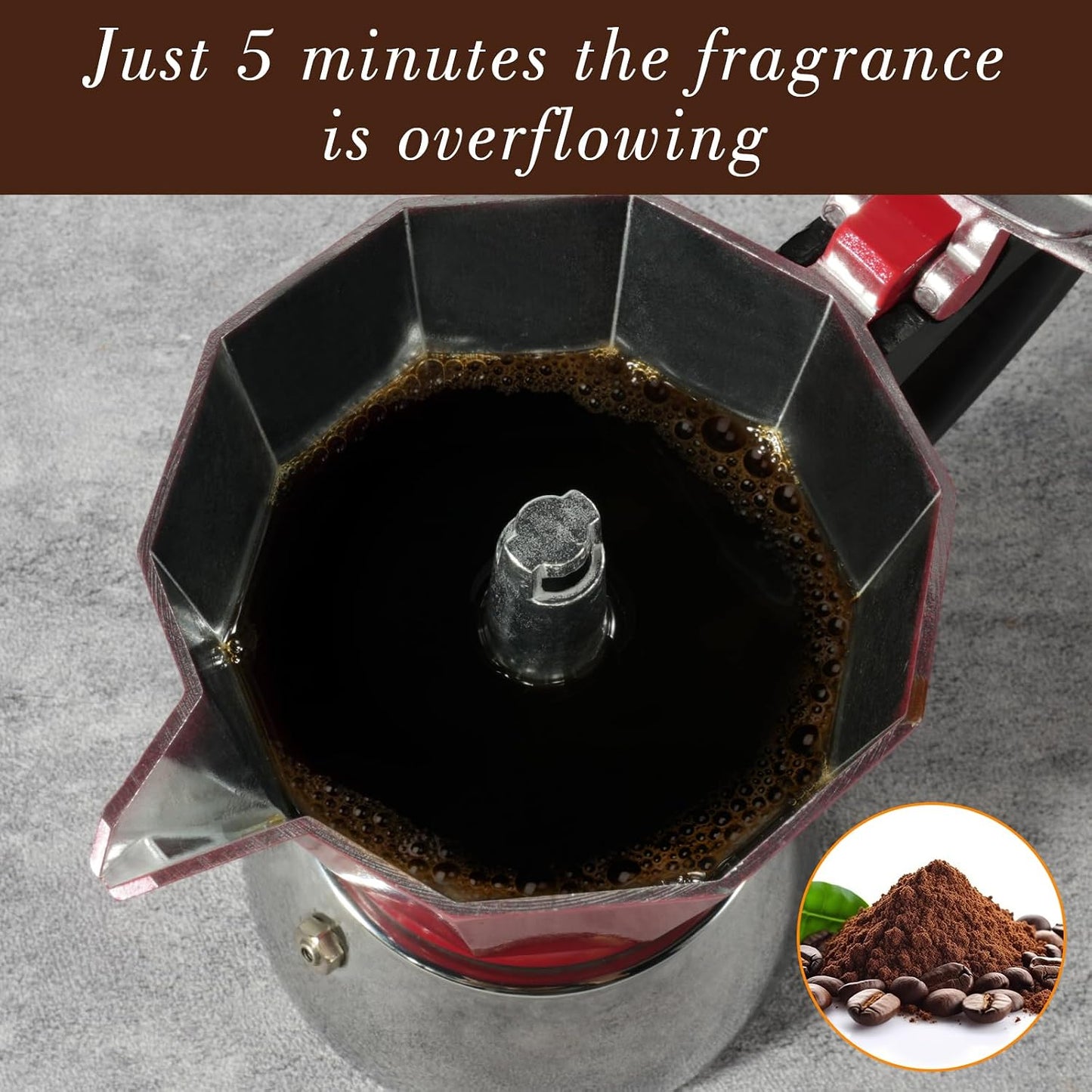 LAOION Stovetop Espresso Maker, 3Cup Moka Pot, Espresso Machine | Compatible with Induction Cooktops, 150ml Stainless Steel &amp; Aluminum Cuban Coffee Maker for Cafetera Cubana, Red