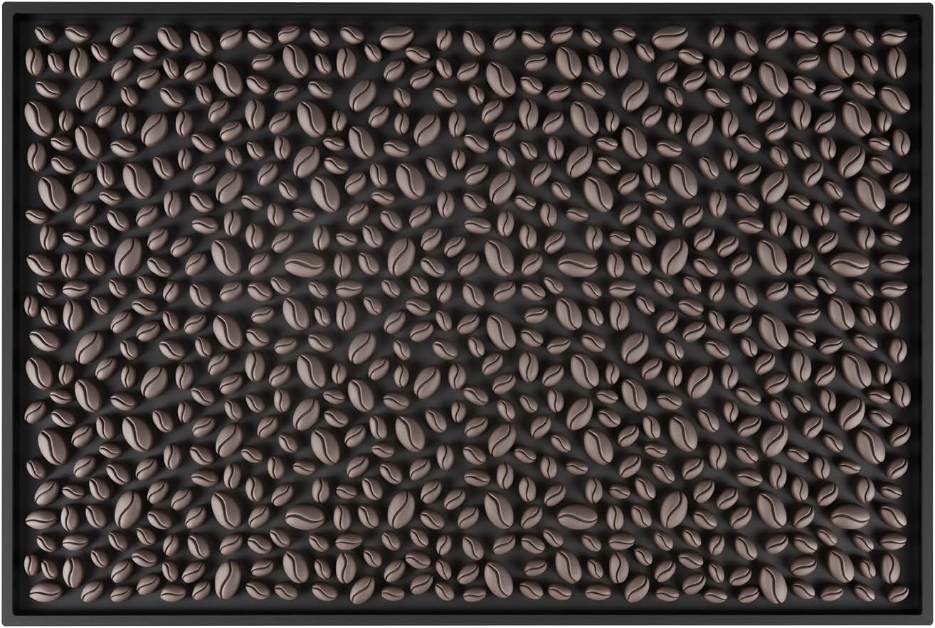 Innovative Design. Cute and Dynamic Coffee Bean-Shaped bar mats and Coffee mats.for Home Bar, Service Spill Mat for Cocktail Bartender Kitchen, Counter Top Cup Glasses Dish Drying Mat,18"x12" 1piece