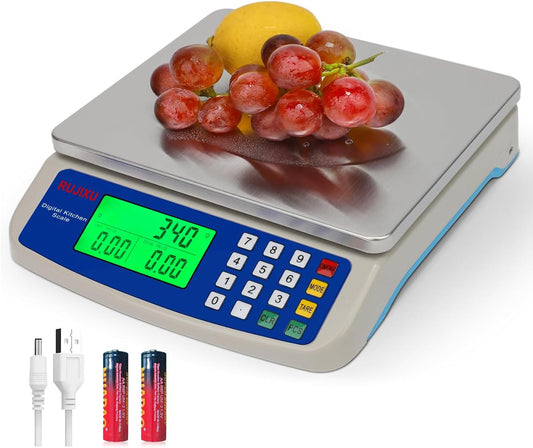 Large Digital Kitchen Scale 30KG Commercial Food Scale 66LB for Baking Bread Meat Stainless Steel Price Computing Scale LCD