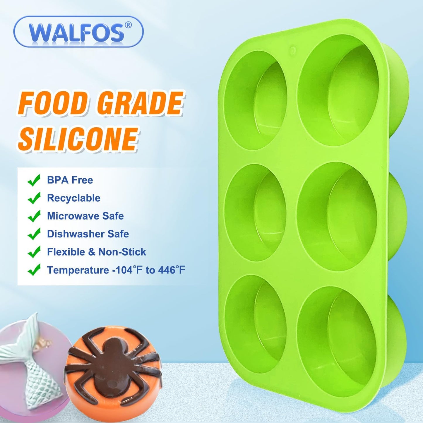 Silicone Oreo Cookie Mold, Walfos Round Cylinder Chocolate Covered Oreos Molds, BPA Free and Non-Stick, Perfect for Cookies, Oreos, Candy, Soap, Cupcake, Pudding, Jello, Set of 3