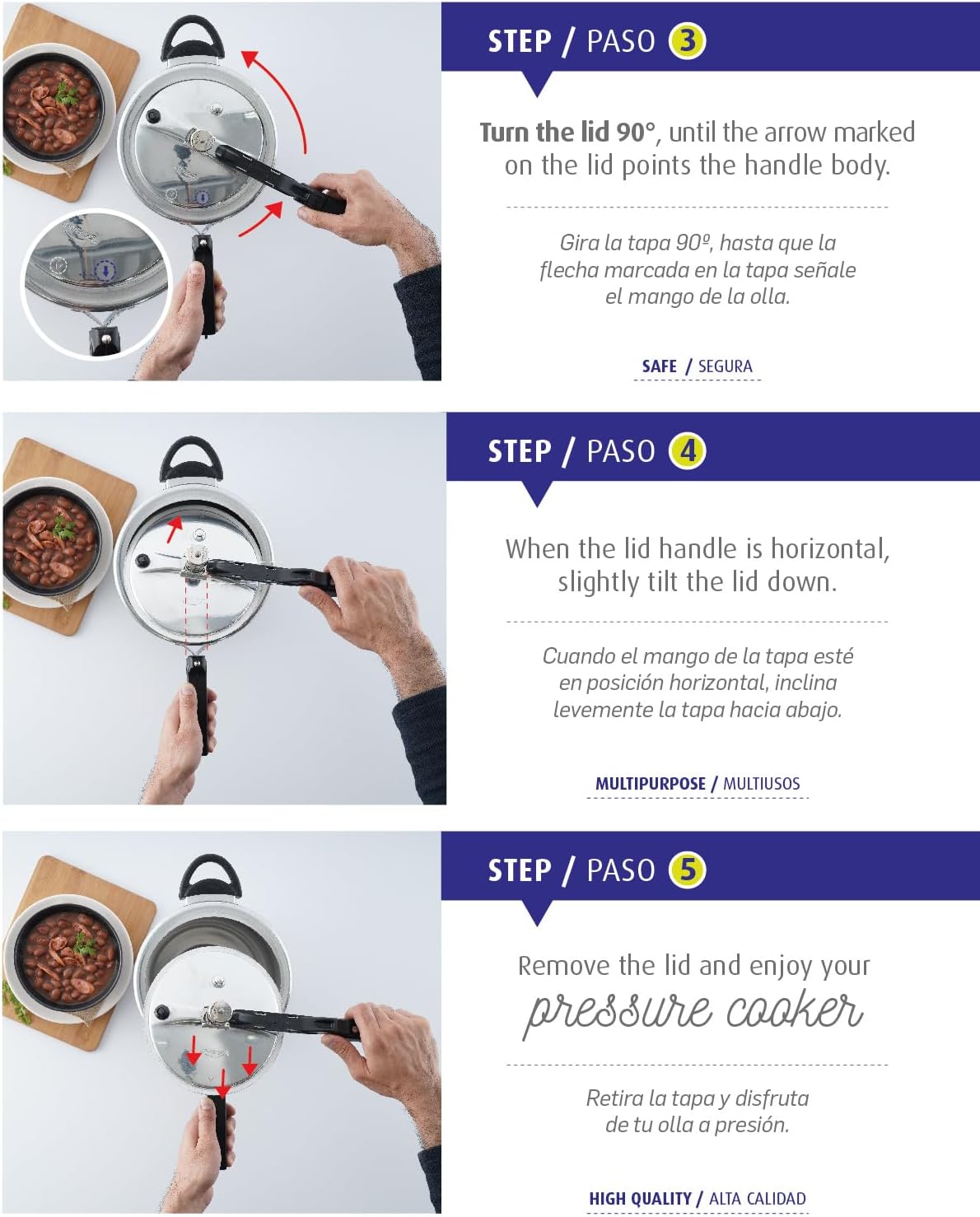 Universal (6.3 Quart / 6 Liter) Pressure Cooker, 7 Servings, Aluminum Pressure Cooker With Multiple Safety Systems and Heat Resistant Handles For Stews, Soup, Meat, and Beans
