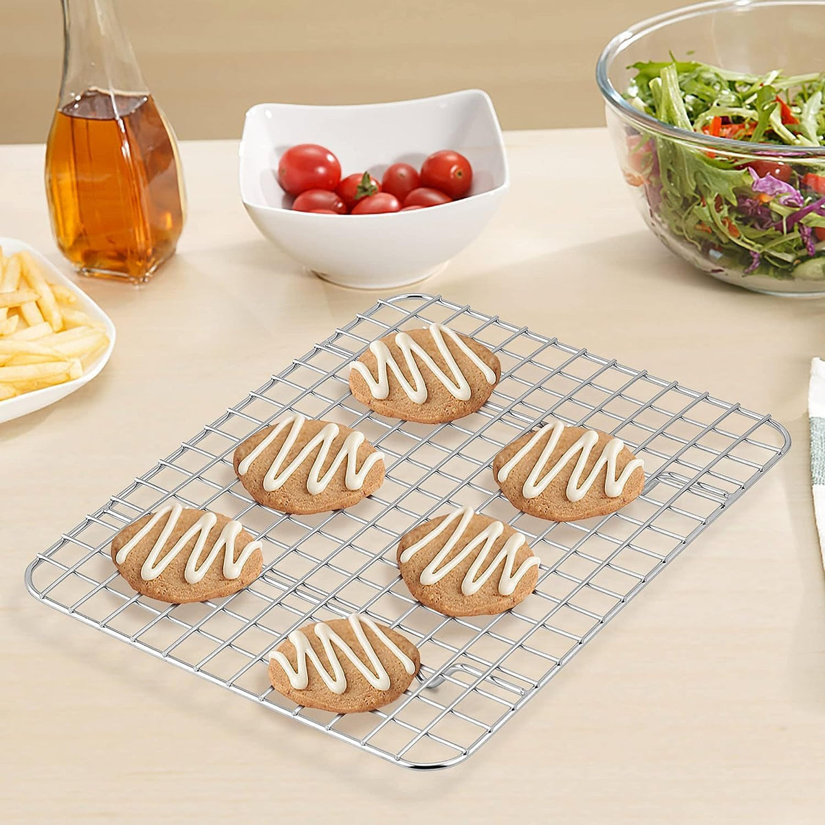 Stainless Steel Cooling Rack Size -Medium, 10 x 15 Inches, Dishwasher-Safe, Oven Safe, Cookie Cooling Racks for Baking &amp; Cooking - Pack of 6