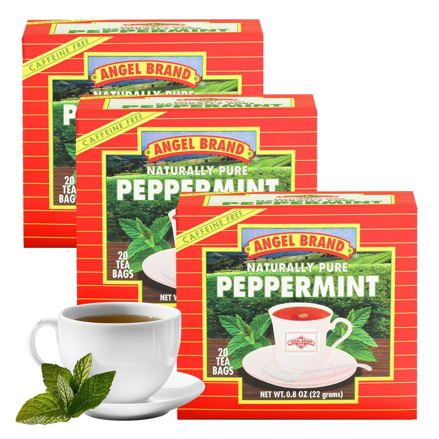 Peppermint Tea Bags | 20 Count | 3 Pack | Caffeine-Free for Relaxation | Refreshing Peppermint Tea