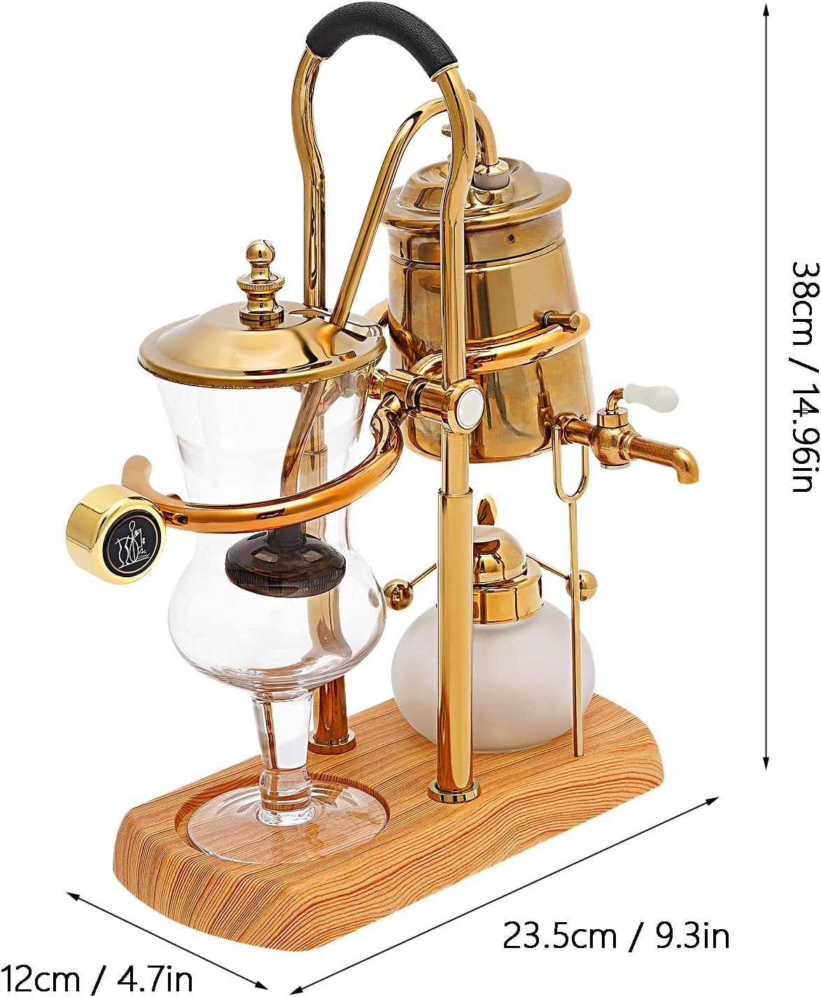 400ML Coffee Maker Belgian Luxury Royal Family Balance Syphon Coffee Maker Belgium Siphon Brewer Elegant Design Retro-Style Gravity Vintage Coffee Maker Vacuum Brewing System Copper