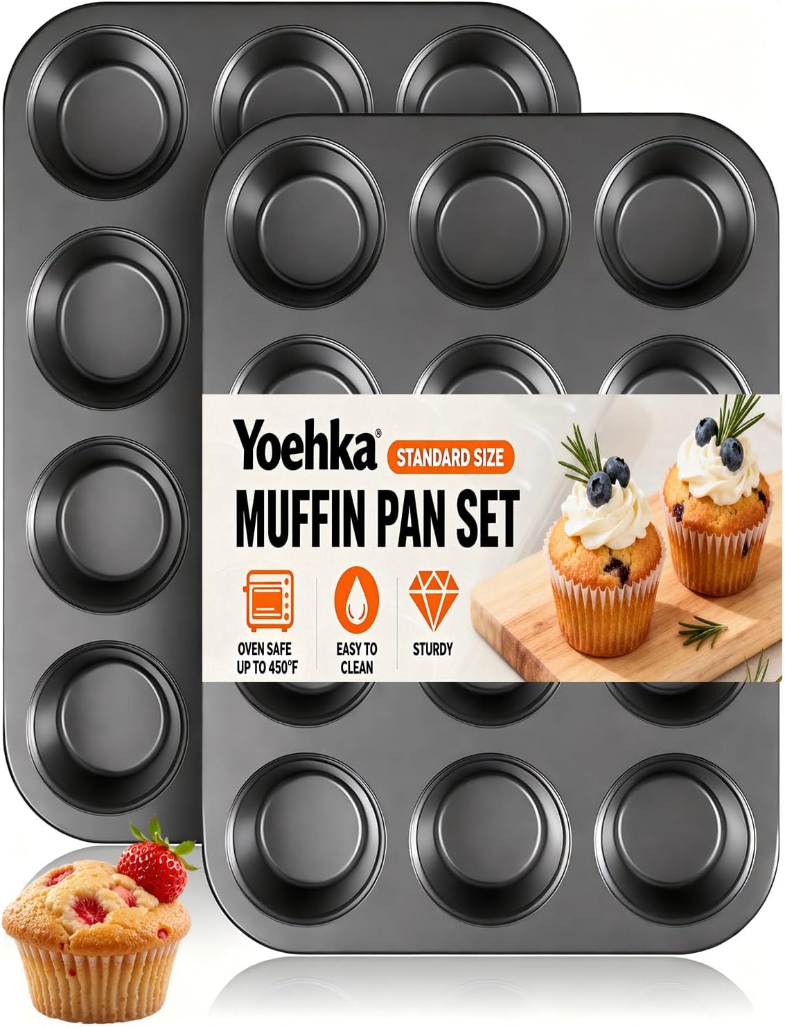 Yoehka 2 Pack Muffin Pan for Baking