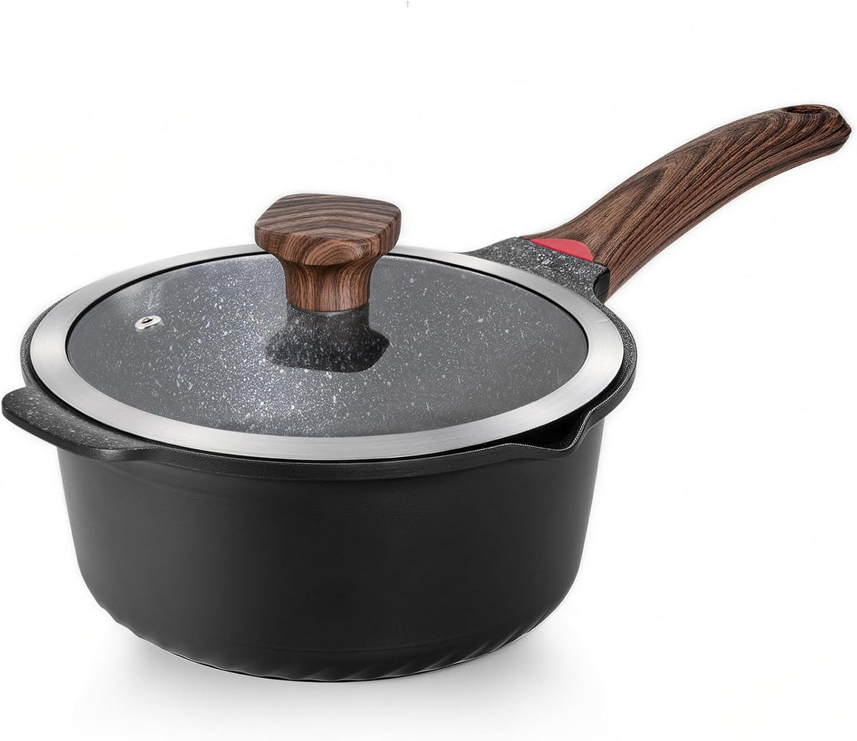 VINCHEF Nonstick Stockpot With Lid 4 Quart, Large Saucepan with Stay Cool Handle, Deep Kitchen Cooking Pot Induction Stock Pots, Dishwasher Safe, Compatible for All Stove Top, PFAS/PFOA Free Black