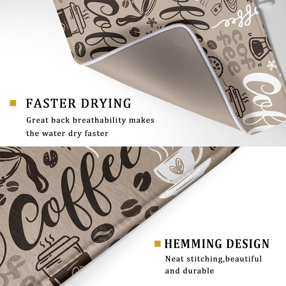 Brown Coffee Dish Drying Mat - 18 x 24 Inch