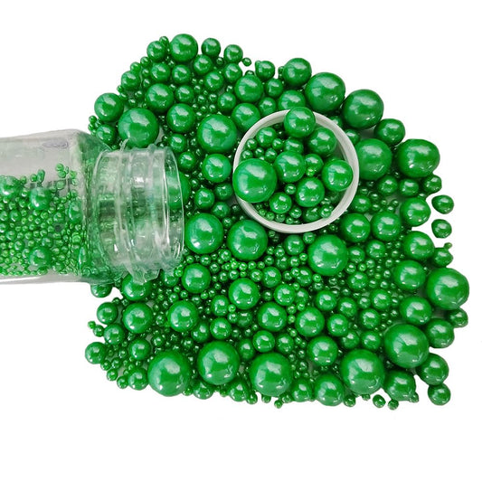 Edible Christmas Green Sugar Pearls Candy Sprinkles 120G/ 4.23Ounce Baking Cake Sprinkles Cupcake and Cake Topper Cookie