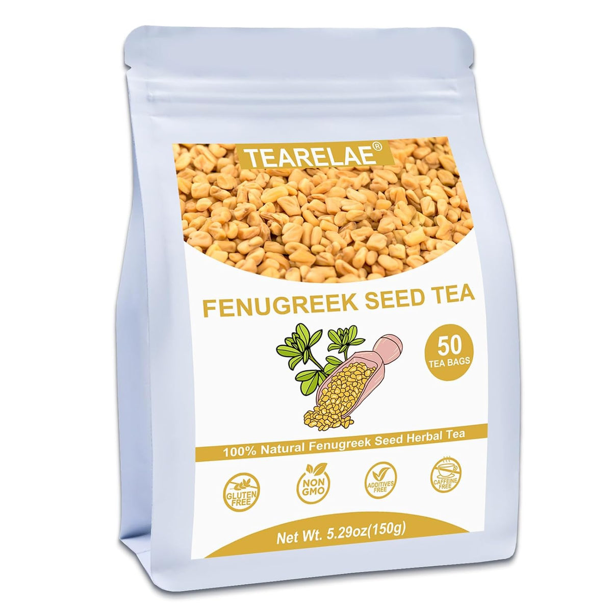 TEARELAE - Fenugreek Tea Bags, 50 Count, Fenugreek Seed Tea | Warm nutty seed flavor, Non-GMO and caffeine-free, traditionally enjoyed for digestive comfort