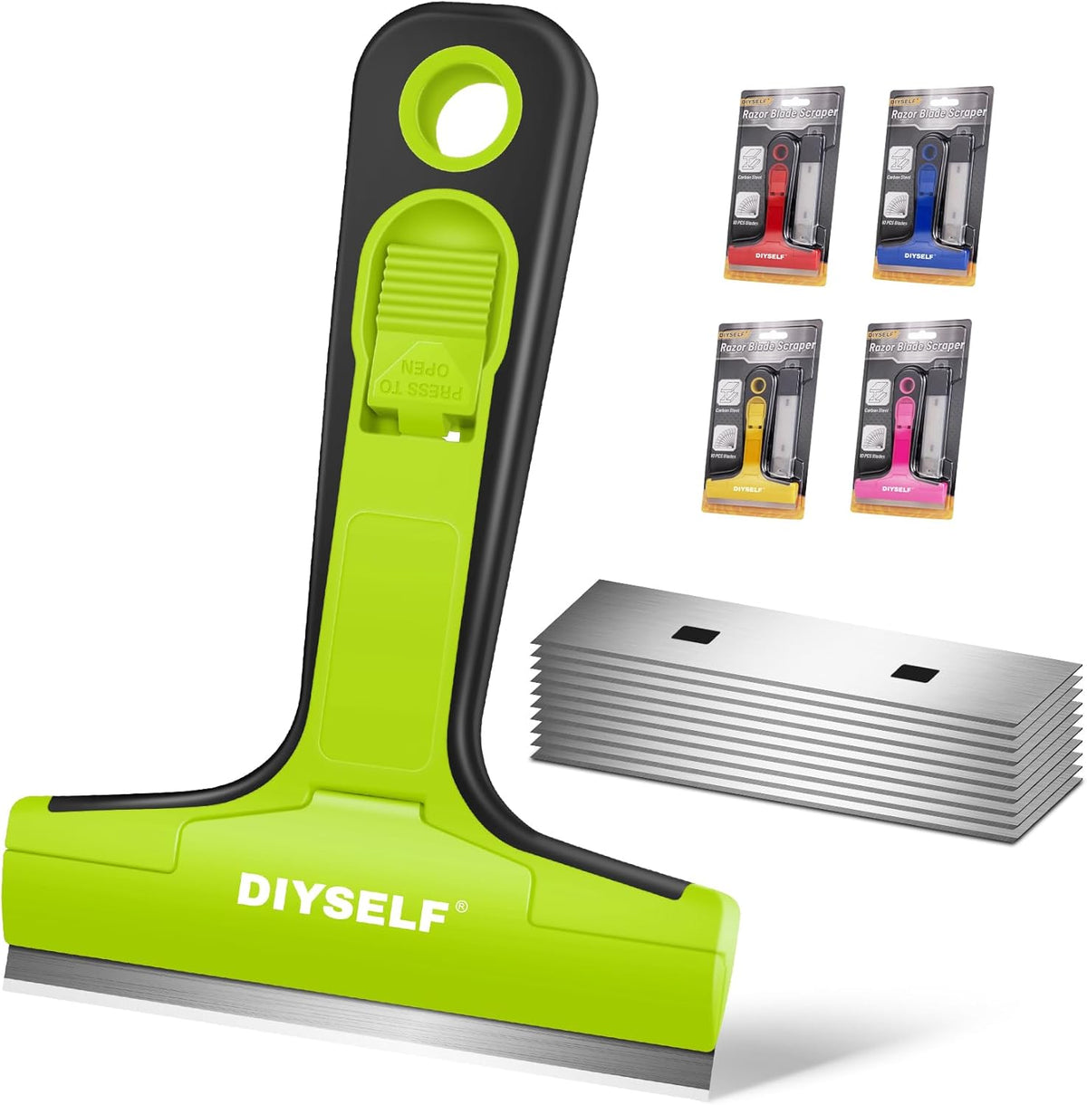 DIYSELF Razor Blade Scraper, 4 Inch Razor Blade Tool with 10 Blades