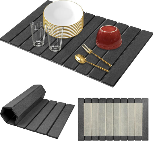 Large Diatomaceous Stone Drying Mat for Kitchen Counter, Quick Dry Collapsible Drying Mat , Absorbent Bath Mat for Kitchen