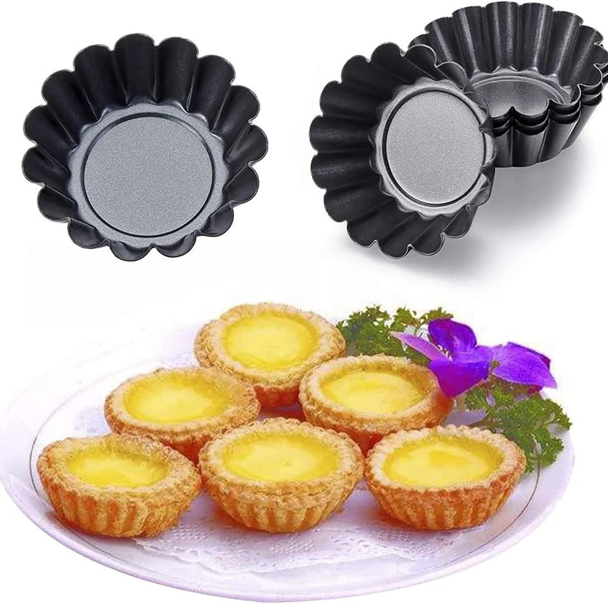 RICHSC-PAN Egg Tart Molds, 12 PCS Non-Stick Very Mini Tart Pans.