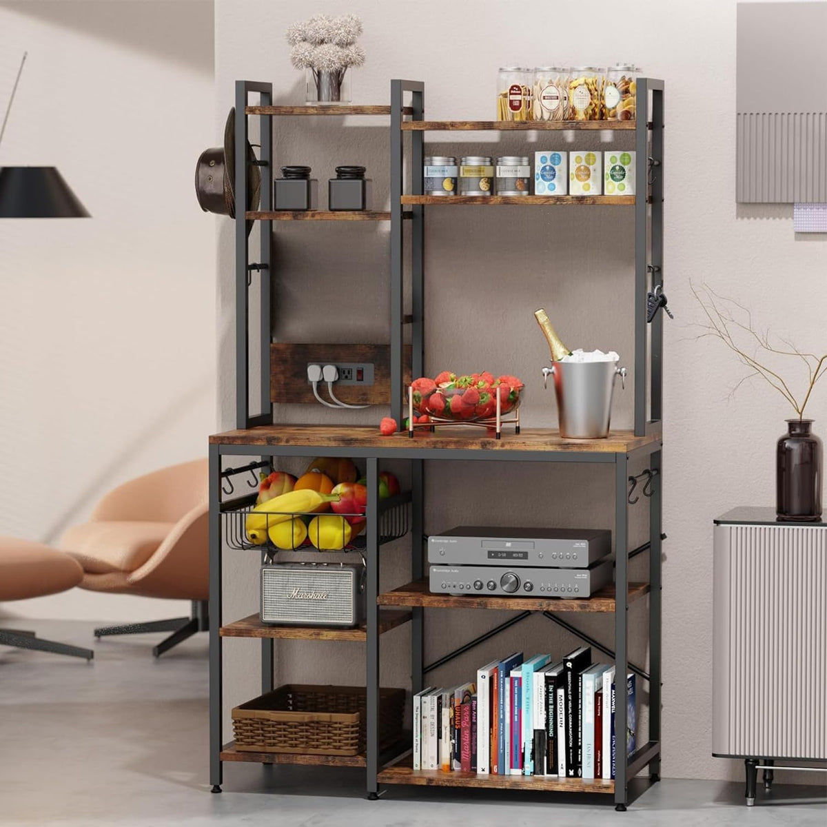 Cheersstar Bakers Rack with Power Outlet