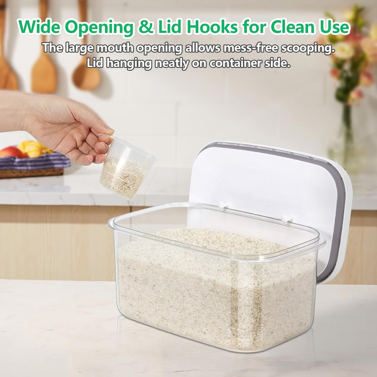 Airtight 12 Lbs Flour Sugar Storage Containers 6.34 Qt Rice Holder BPA Free