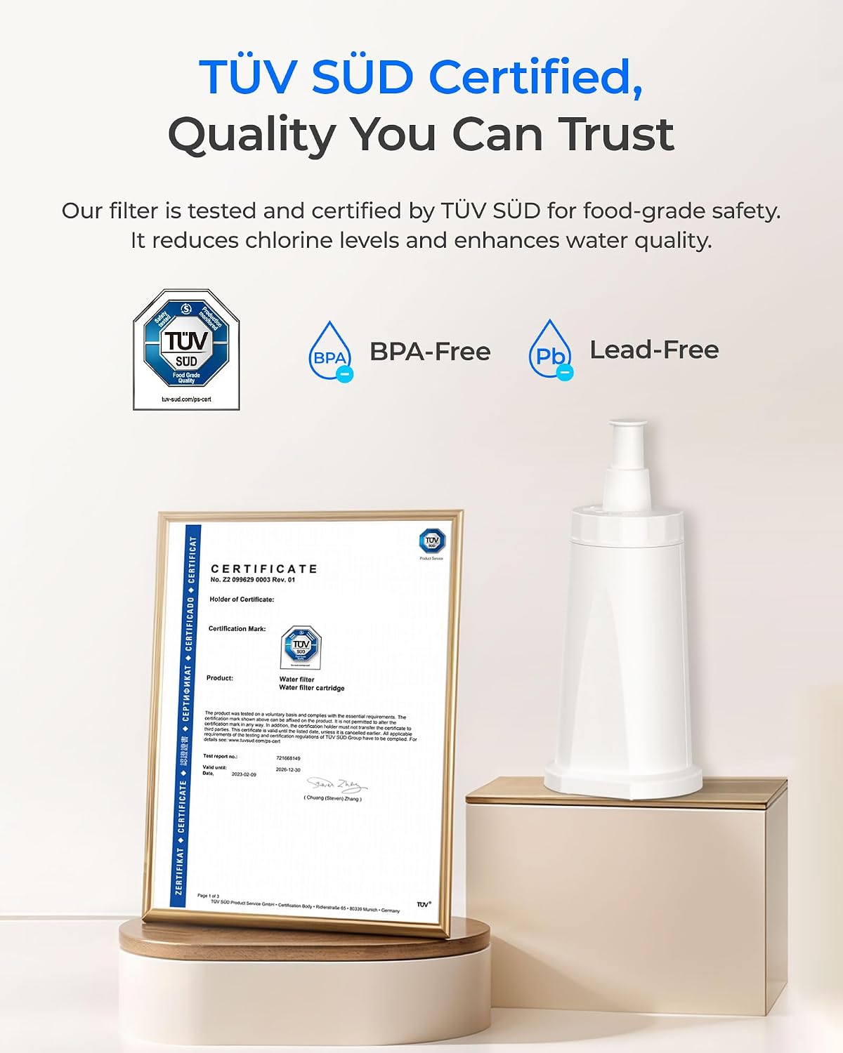 Waterdrop BES008 Filter Replacement for Breville® Water Filter, 4 Pack | Compatible with Breville® Oracle® Jet BES985, Barista Touch Impress BES881, Barista Touch BES880, TÜV SÜD Certified, 4 Pack