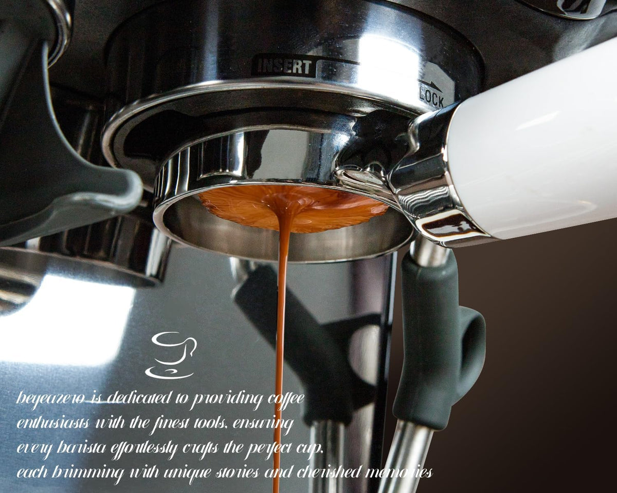54mm Bottomless Portafilter Set – Includes Precision Filter Basket, Puck Screen &amp; Stand – Compatible with Breville Barista Express, Barista Pro &amp; 54mm Breville Machines, White