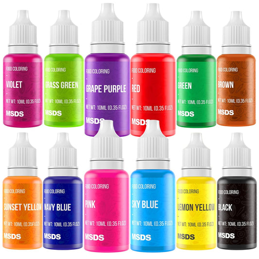 Food Coloring Liquid Set - 12 Vibrant Color Food Grade, Food Coloring Gel Concentrated Neon Icing Colors for Cake