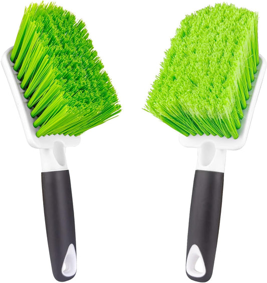 2 Pack Car Wash Brush, Tire Brush for Cleaning Tires, Soft &amp; Stiff Bristle Wheel Cleaner, Car Cleaning Supplies for Wheels, Rims, Carpet, Truck, SUV, Moto, RV, Motorcycle