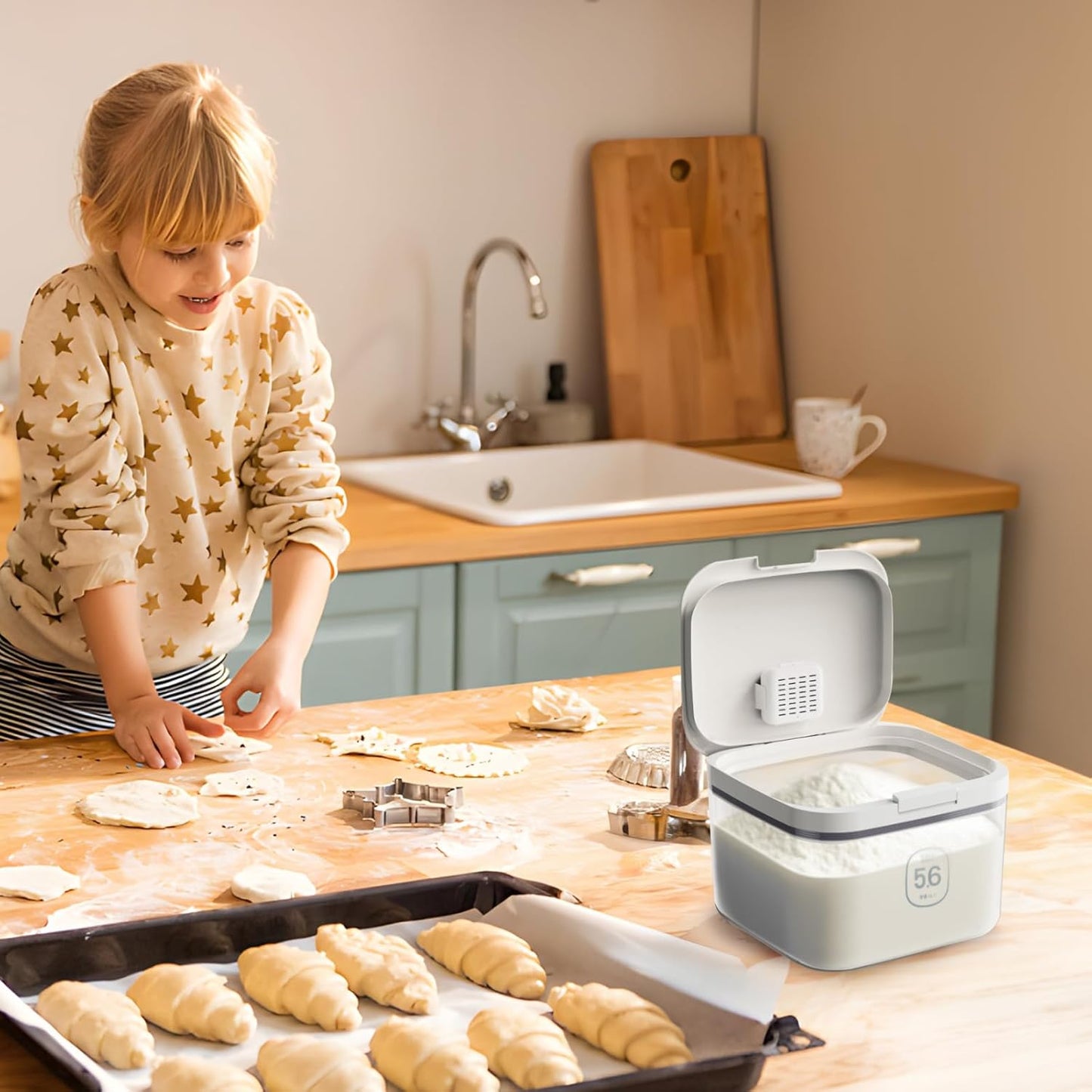 Rice Dispenser 10Lbs - Airtight with Measuring Cup, PET Material
