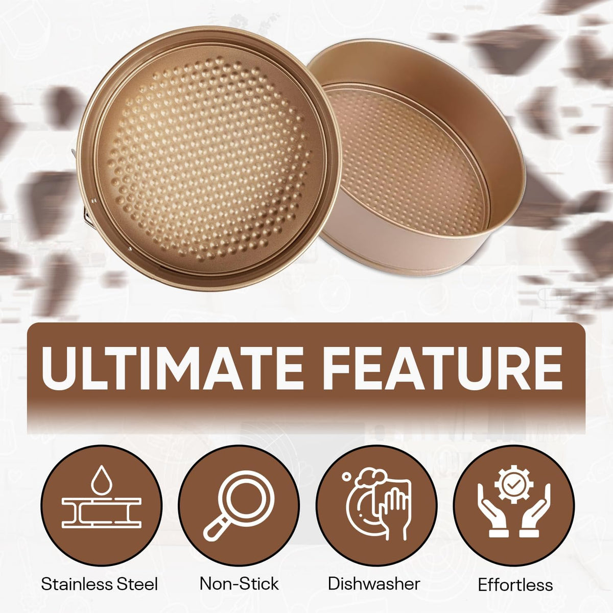 Good Dee's Circle Springform Cake Pan 8.5'' - Non Stick Ceramic Coating - Free From Chemicals - Perfect for Birthday Cakes, Tartes, &amp; More - Cream