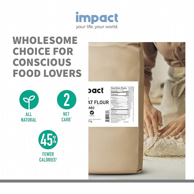 Impact - Almond Keto Wheat Flour - Low-Carb Non-GMO Blend Made with Resistant Wheat Starch for Cooking, Baking, Gluten-Free Recipes - 20lb